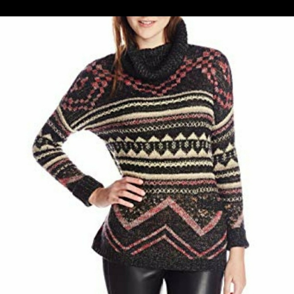 LUCKY BRAND Wool Blend Cowl Neck Sweater Large
